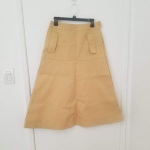 Yves Saint Laurent Khaki Midi Skirt